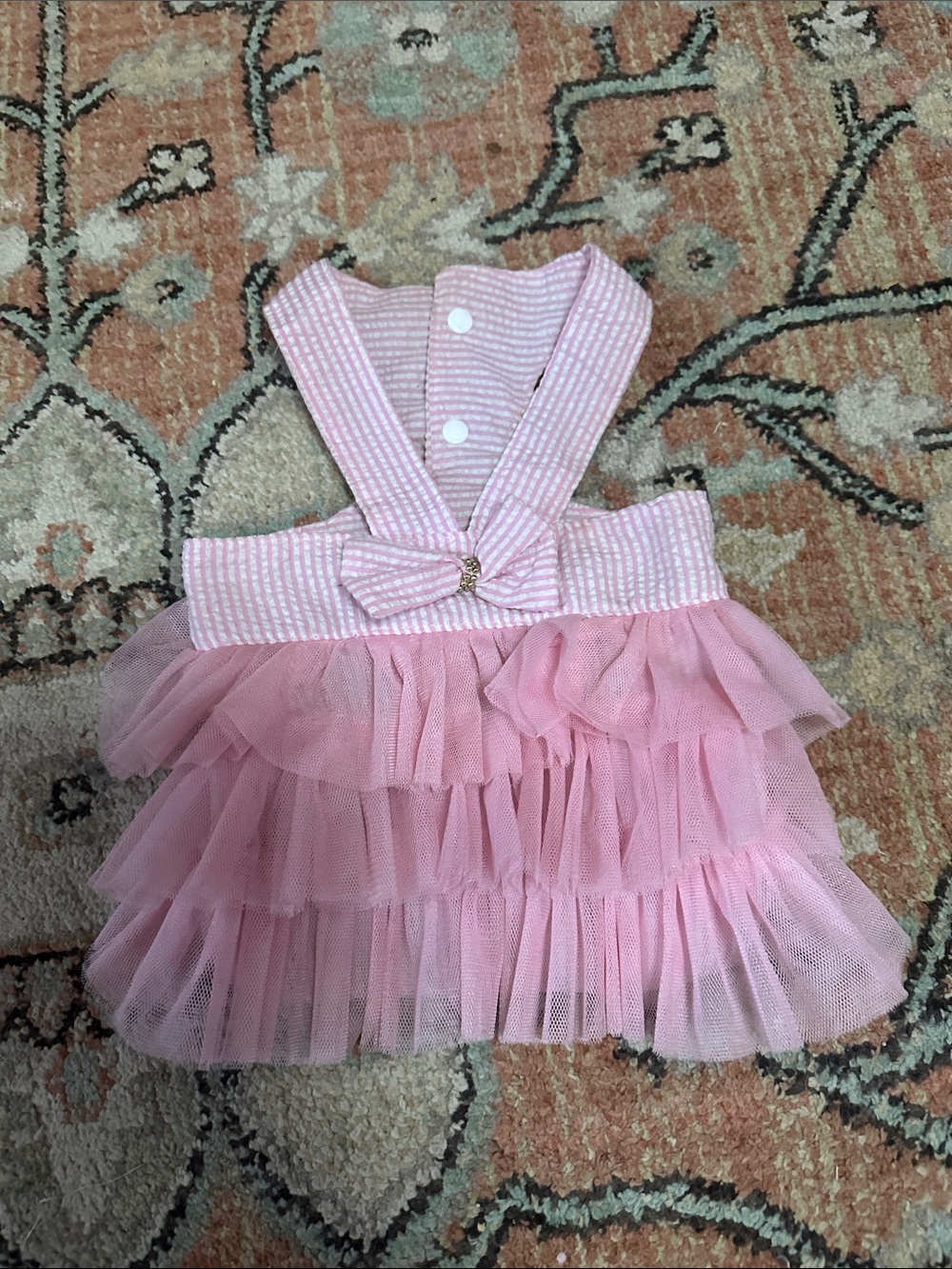 Pink Ruffled Tulle Dog Dress - Pink Bow